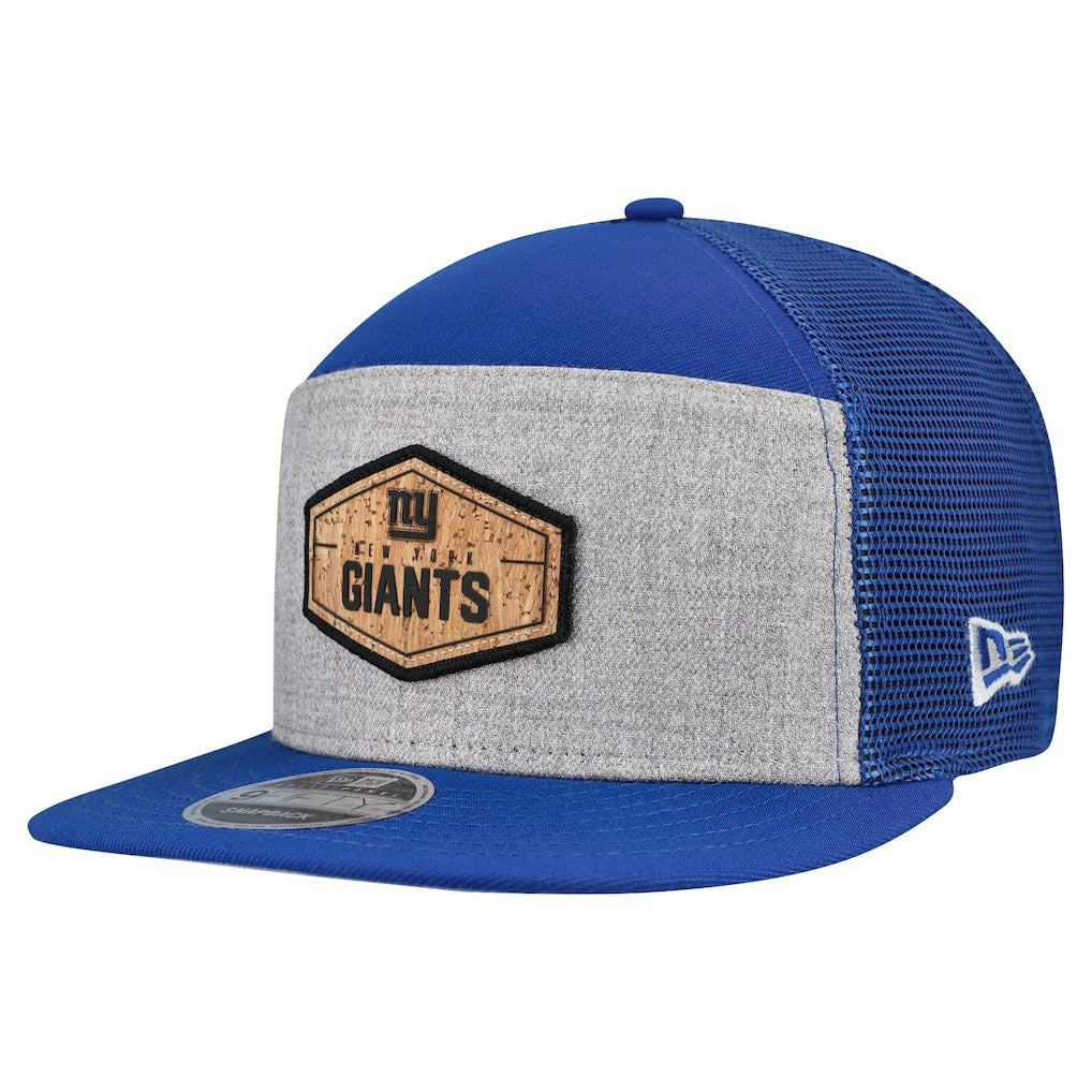 New York Giants New Era Cork Split Panel 9FIFTY Trucker Snapback Hat Gray/Royal | NFL