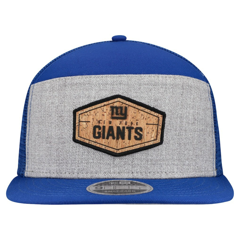 New York Giants New Era Cork Split Panel 9FIFTY Trucker Snapback Hat Gray/Royal | NFL
