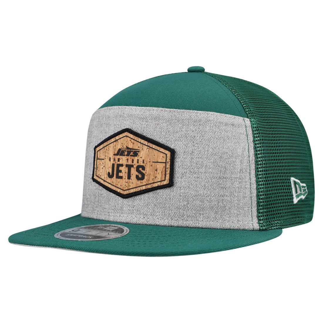 New York Jets New Era Cork Split Panel 9FIFTY Trucker Snapback Hat Gray/Green | NFL