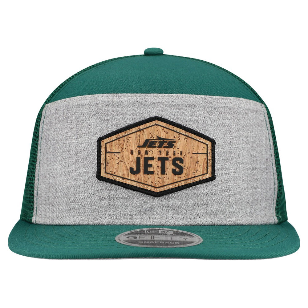 New York Jets New Era Cork Split Panel 9FIFTY Trucker Snapback Hat Gray/Green | NFL