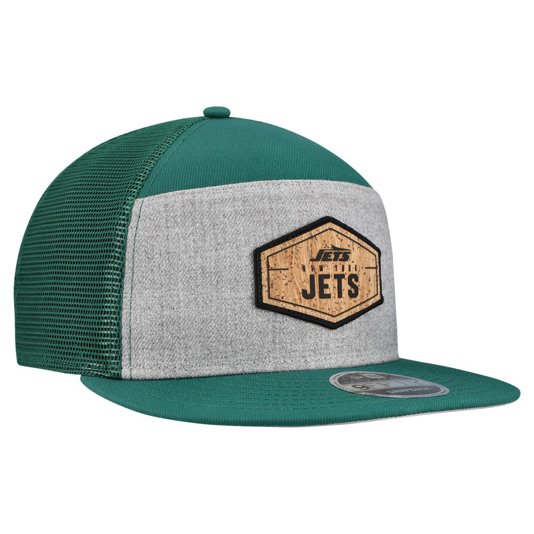 New York Jets New Era Cork Split Panel 9FIFTY Trucker Snapback Hat Gray/Green | NFL