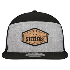 Pittsburgh Steelers New Era Cork Split Panel 9FIFTY Trucker Snapback Hat Gray/Black | NFL