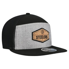 Pittsburgh Steelers New Era Cork Split Panel 9FIFTY Trucker Snapback Hat Gray/Black | NFL