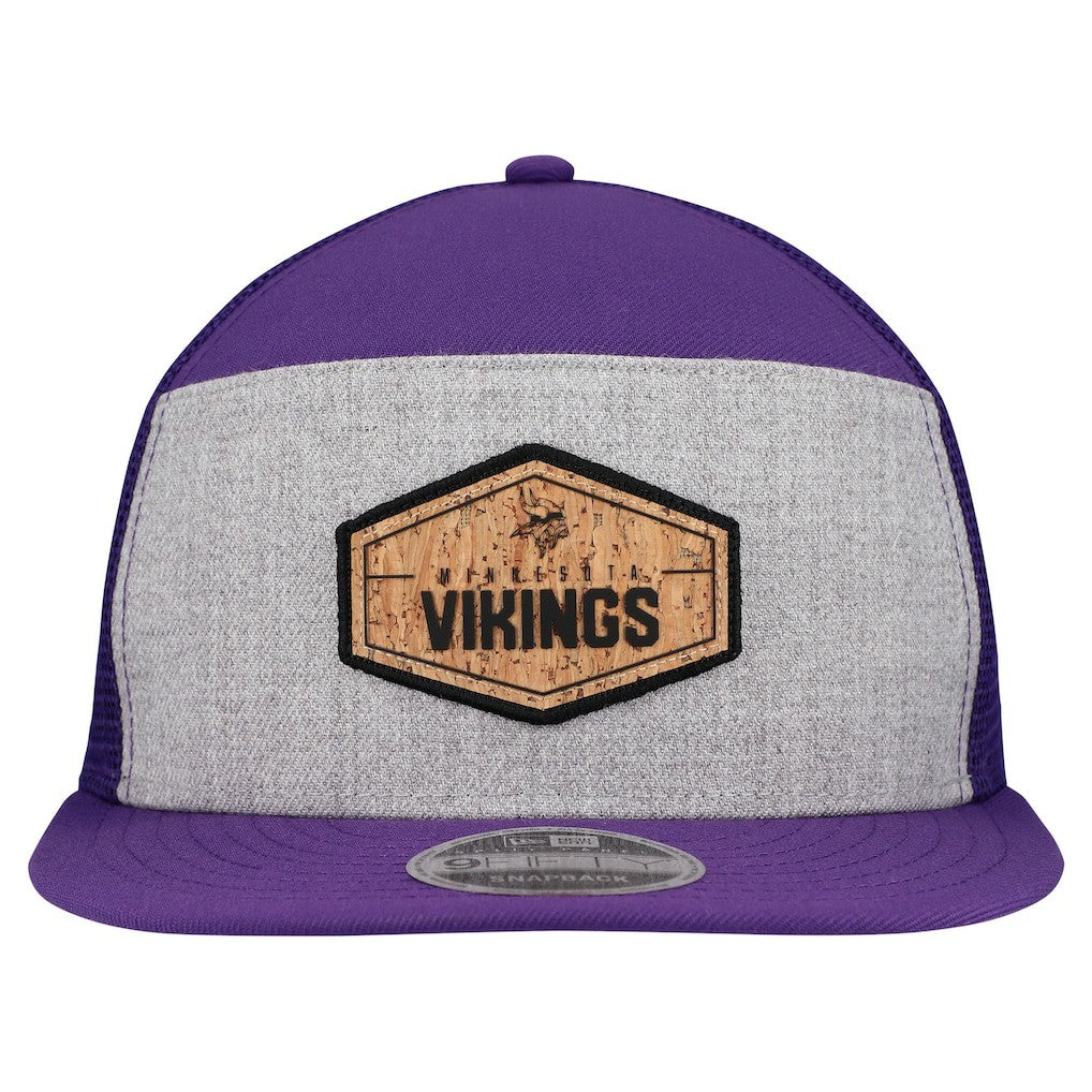 Minnesota Vikings New Era Cork Split Panel 9FIFTY Trucker Snapback Hat Gray/Purple | NFL