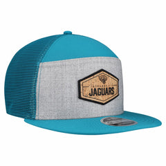 Jacksonville Jaguars New Era Cork Split Panel 9FIFTY Trucker Snapback Hat Gray/Teal | NFL