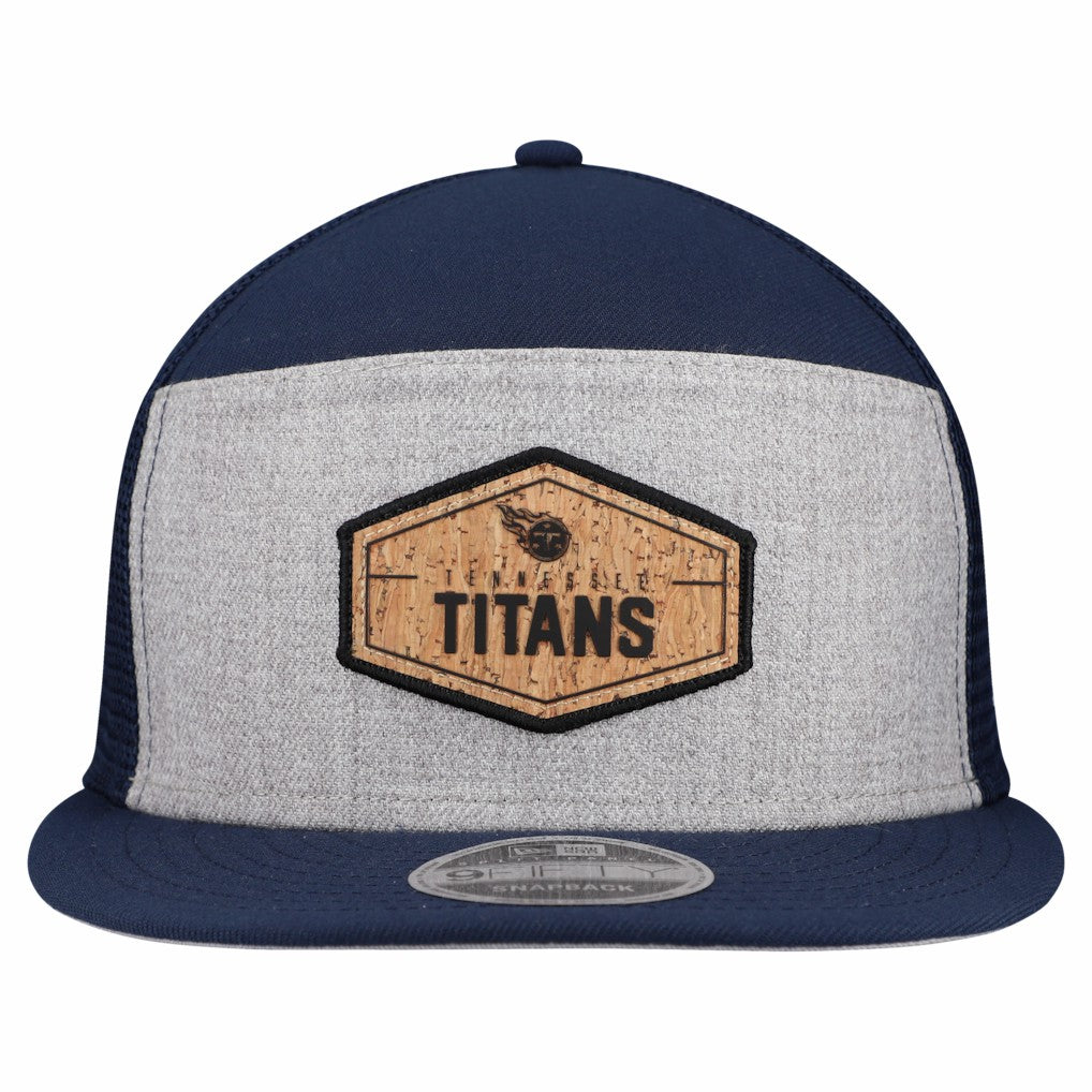 Tennessee Titans New Era Cork Split Panel 9FIFTY Trucker Snapback Hat Gray/Navy | NFL