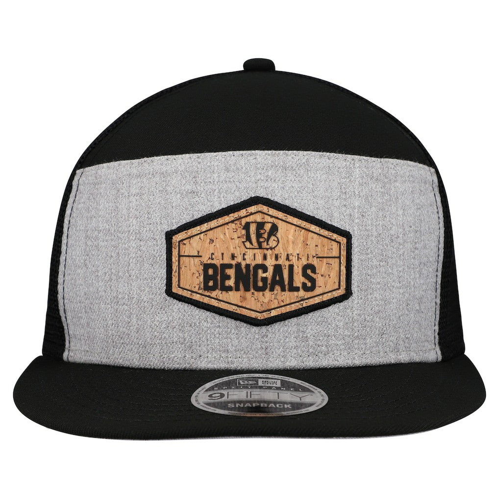 Cincinnati Bengals New Era Cork Split Panel 9FIFTY Trucker Snapback Hat Gray/Black | NFL