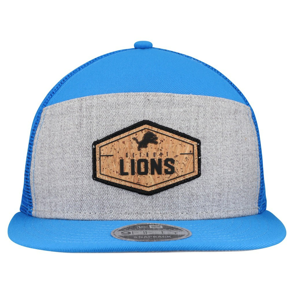 Detroit Lions New Era Cork Split Panel 9FIFTY Trucker Snapback Hat Gray/Blue | NFL