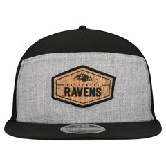 Baltimore Ravens New Era Cork Split Panel 9FIFTY Trucker Snapback Hat Gray/Black | NFL