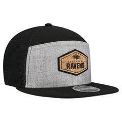 Baltimore Ravens New Era Cork Split Panel 9FIFTY Trucker Snapback Hat Gray/Black | NFL