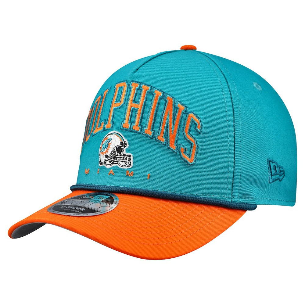 Miami Dolphins New Era Arch COOLERA 9FORTY A-Frame M-Crown Adjustable Hat Aqua | NFL