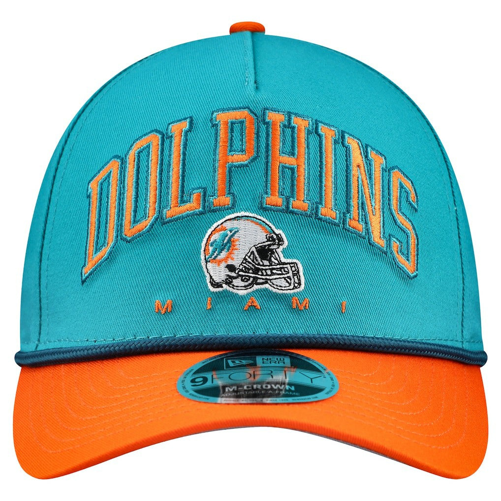 Miami Dolphins New Era Arch COOLERA 9FORTY A-Frame M-Crown Adjustable Hat Aqua | NFL