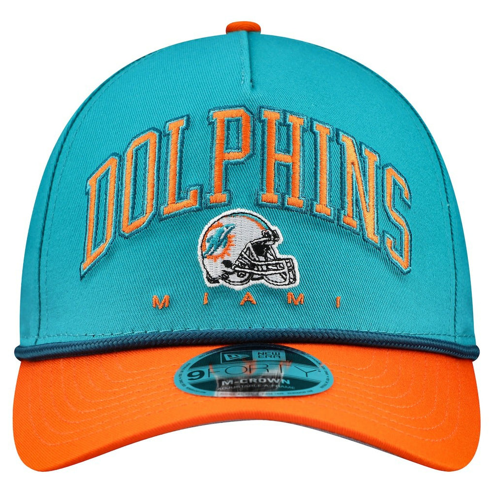 Miami Dolphins New Era Arch COOLERA 9FORTY A-Frame M-Crown Adjustable Hat Aqua | NFL
