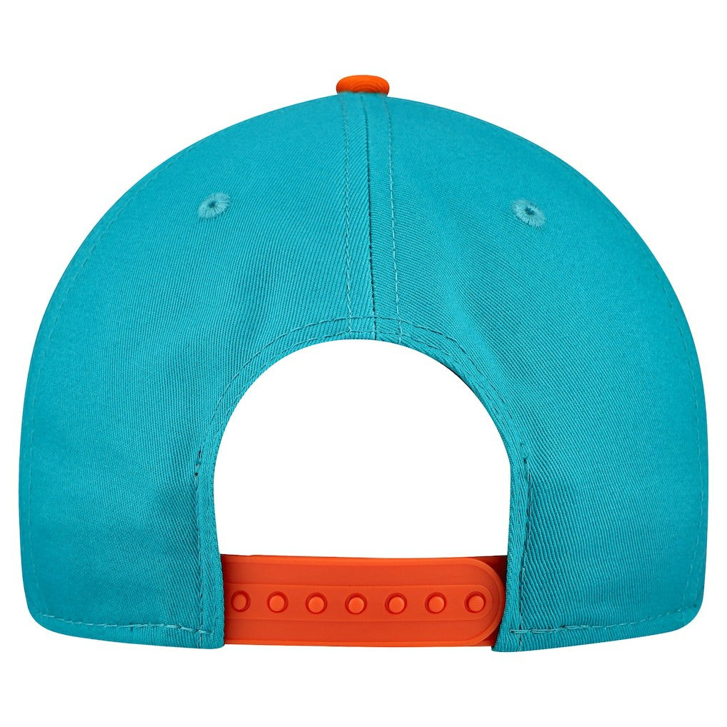 Miami Dolphins New Era Arch COOLERA 9FORTY A-Frame M-Crown Adjustable Hat Aqua | NFL