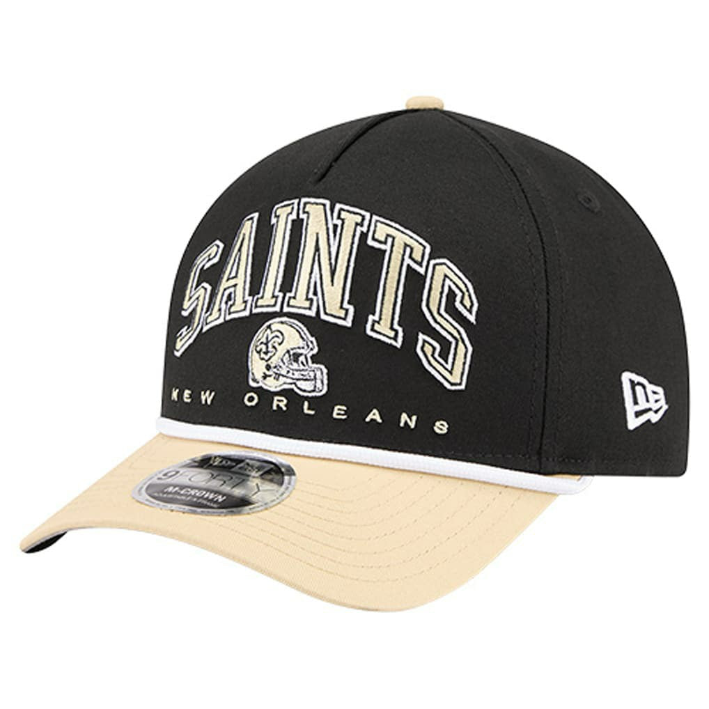 New Orleans Saints New Era Arch COOLERA 9FORTY A-Frame M-Crown Adjustable Hat Black | NFL