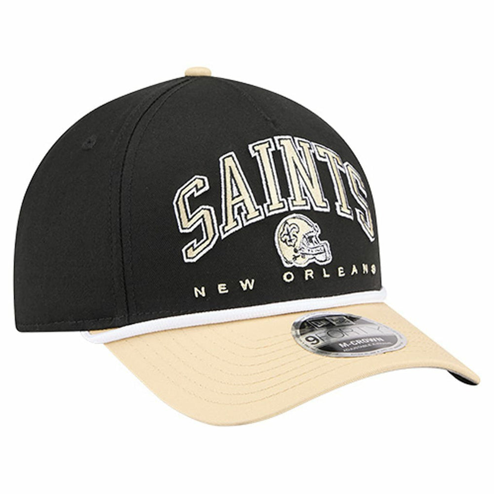 New Orleans Saints New Era Arch COOLERA 9FORTY A-Frame M-Crown Adjustable Hat Black | NFL
