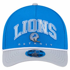 Detroit Lions New Era Throwback Arch COOLERA 9FORTY A-Frame M-Crown Adjustable Hat Blue | NFL