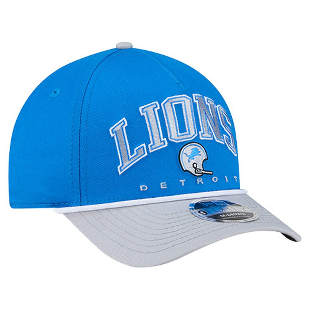 Detroit Lions New Era Throwback Arch COOLERA 9FORTY A-Frame M-Crown Adjustable Hat Blue | NFL