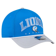 Detroit Lions New Era Throwback Arch COOLERA 9FORTY A-Frame M-Crown Adjustable Hat Blue | NFL