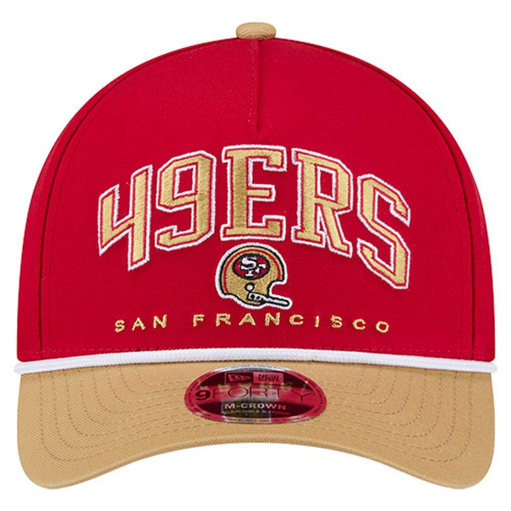 San Francisco 49ers New Era Throwback Arch COOLERA 9FORTY A-Frame M-Crown Adjustable Hat Scarlet | NFL