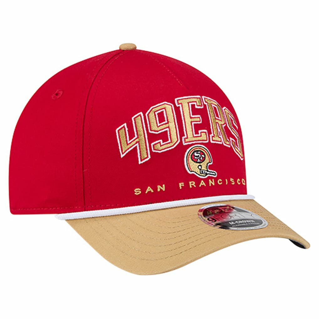 San Francisco 49ers New Era Throwback Arch COOLERA 9FORTY A-Frame M-Crown Adjustable Hat Scarlet | NFL