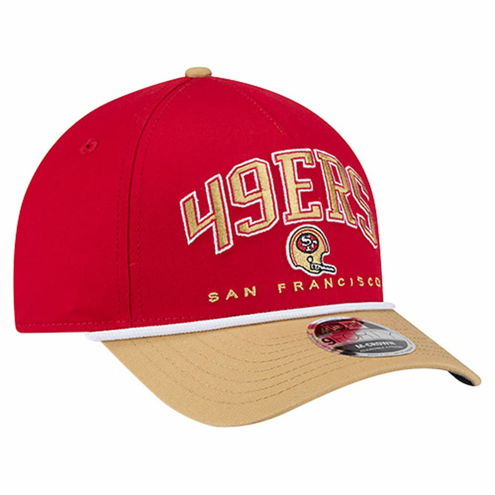San Francisco 49ers New Era Throwback Arch COOLERA 9FORTY A-Frame M-Crown Adjustable Hat Scarlet | NFL