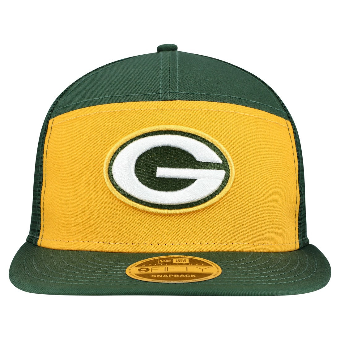Green Bay Packers New Era Outdoor Split Panel 9FIFTY Snapback Hat Gold/Green | NFL