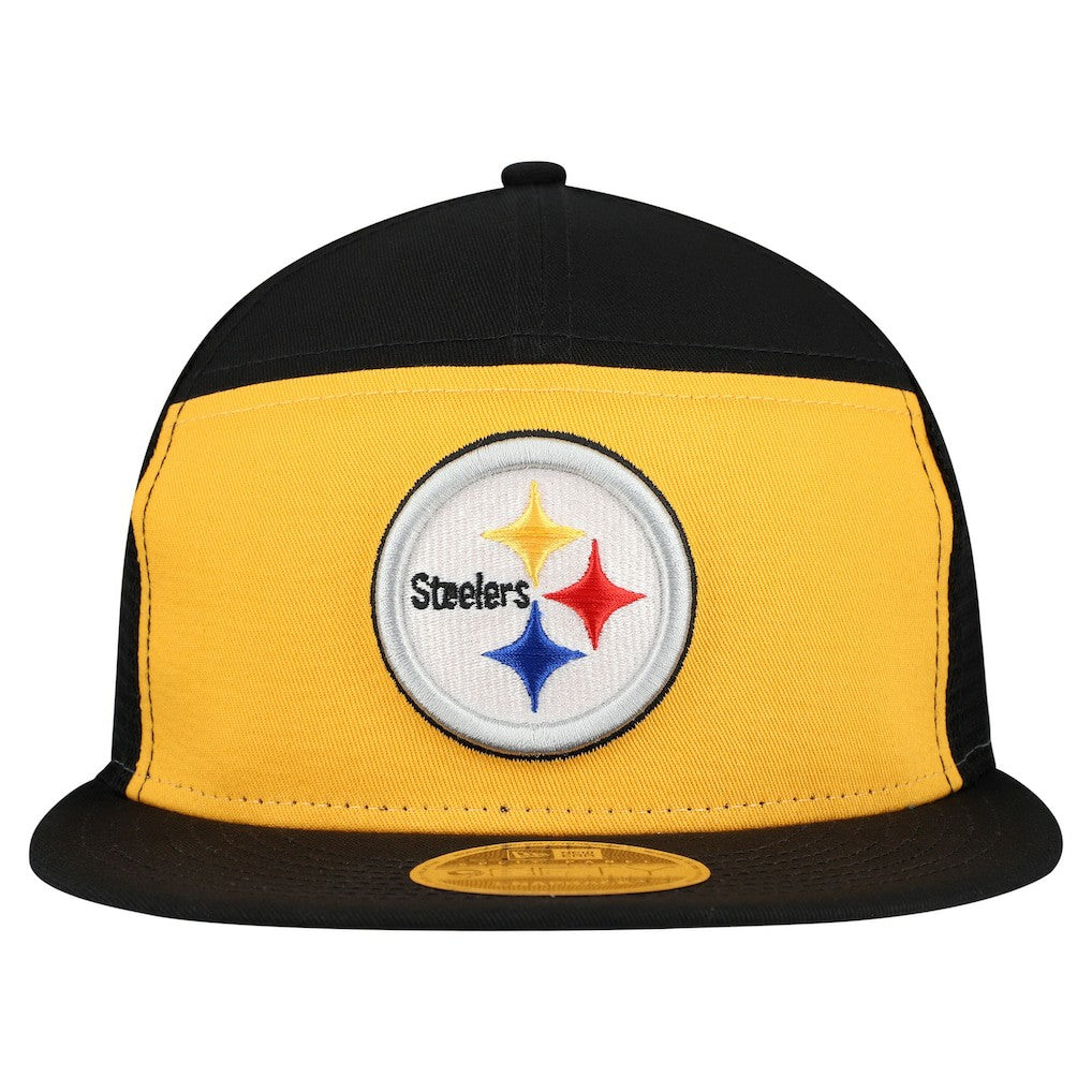 Pittsburgh Steelers New Era Outdoor Split Panel 9FIFTY Snapback Hat Gold/Black | NFL
