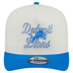 Detroit Lions New Era Chainstitch A-Frame 9FIFTY Adjustable Hat Cream/Blue | NFL