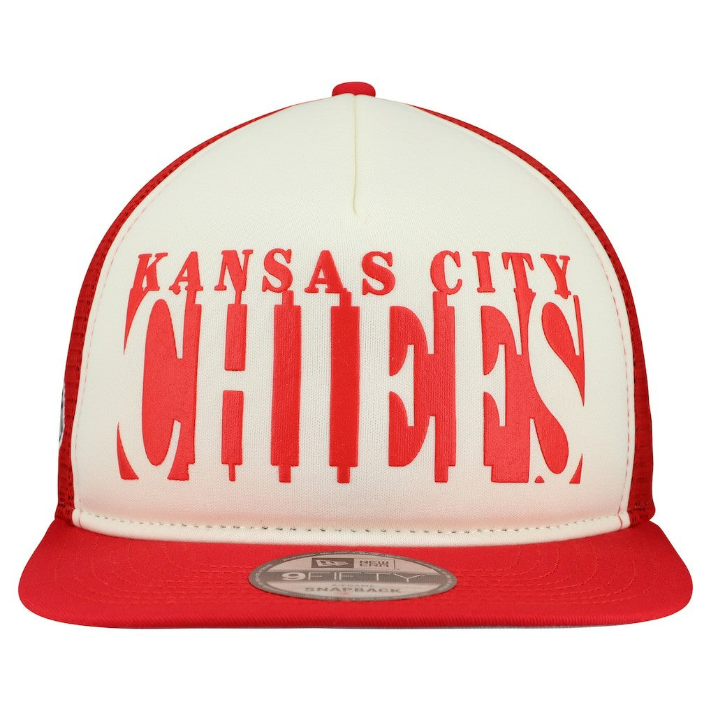 Kansas City Chiefs New Era Cutout A-Frame 9FIFTY Snapback Hat Cream/Red | NFL