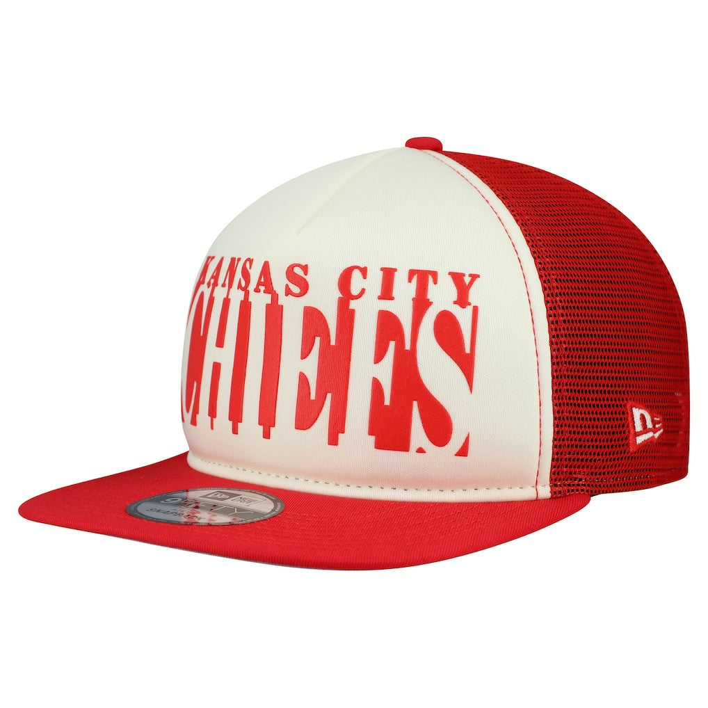 Kansas City Chiefs New Era Cutout A-Frame 9FIFTY Snapback Hat Cream/Red | NFL