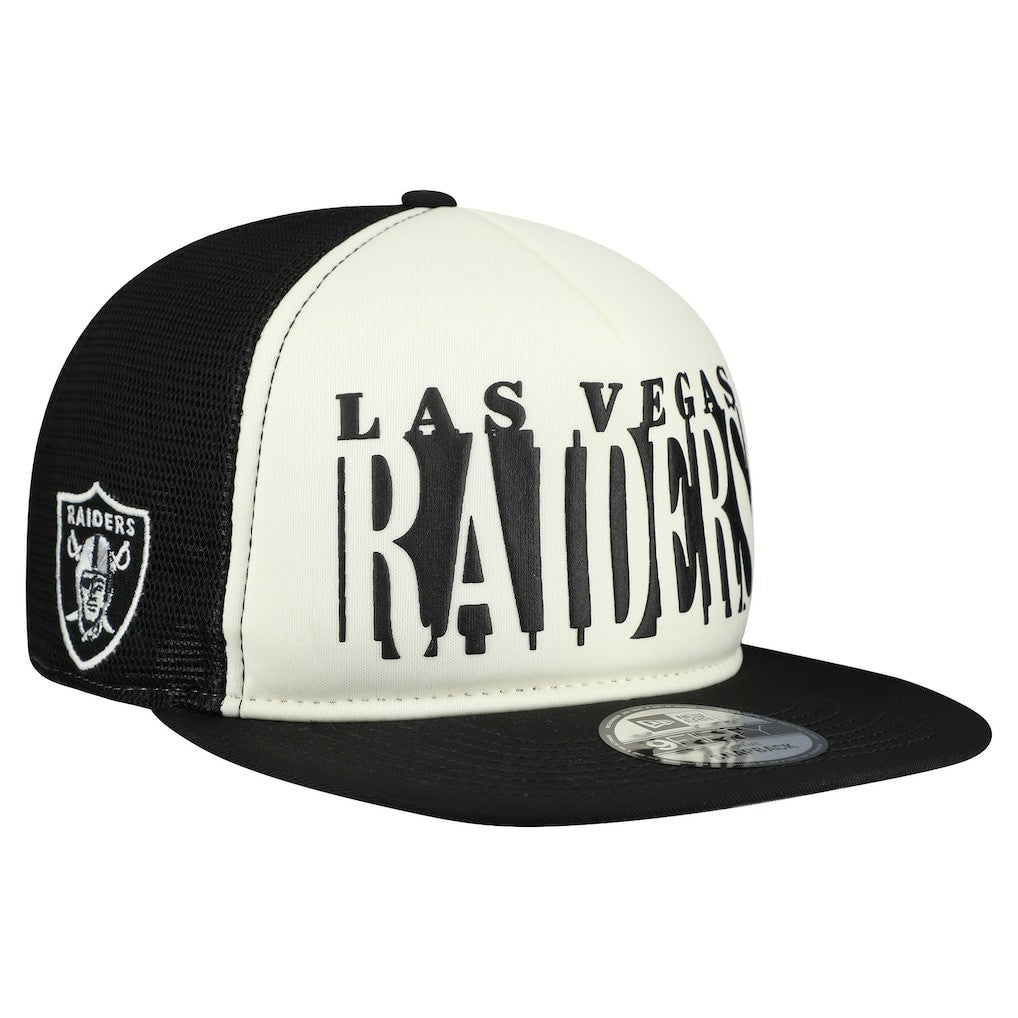 Las Vegas Raiders New Era Cutout A-Frame 9FIFTY Snapback Hat Cream/Black | NFL