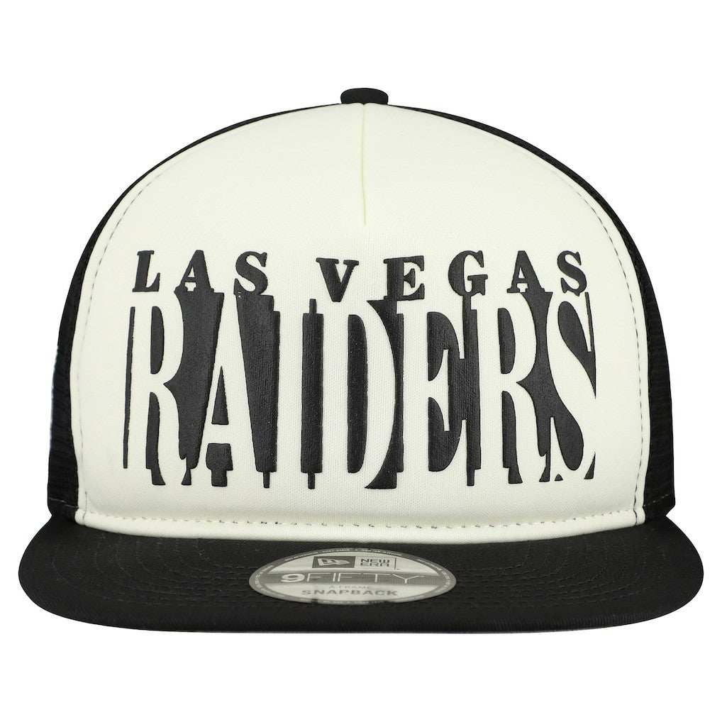 Las Vegas Raiders New Era Cutout A-Frame 9FIFTY Snapback Hat Cream/Black | NFL