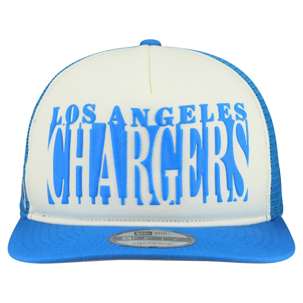 Los Angeles Chargers New Era Cutout A-Frame 9FIFTY Snapback Hat Cream/Powder Blue | NFL