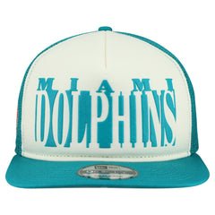 Miami Dolphins New Era Throwback Cutout A-Frame 9FIFTY Snapback Hat Cream/Aqua | NFL