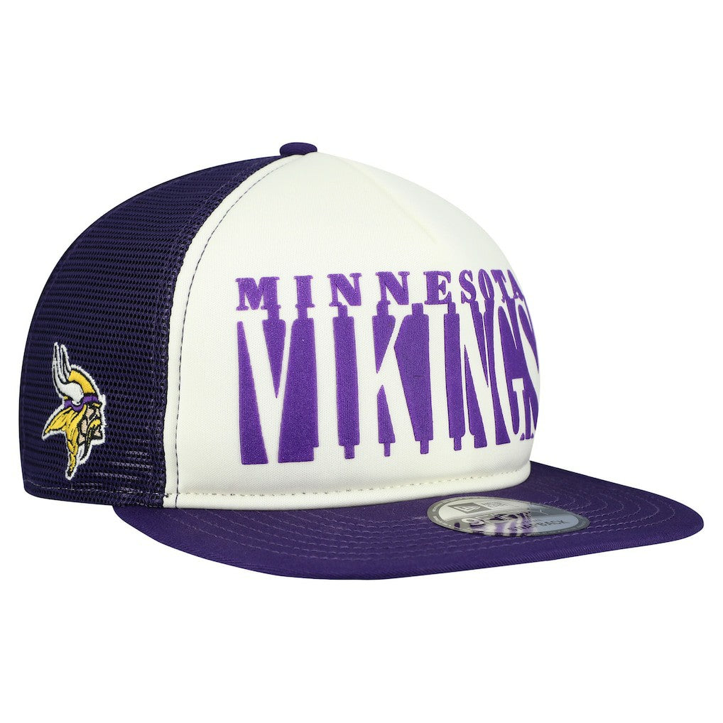Minnesota Vikings New Era Cutout A-Frame 9FIFTY Snapback Hat Cream/Purple | NFL