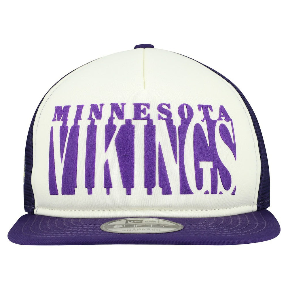 Minnesota Vikings New Era Cutout A-Frame 9FIFTY Snapback Hat Cream/Purple | NFL