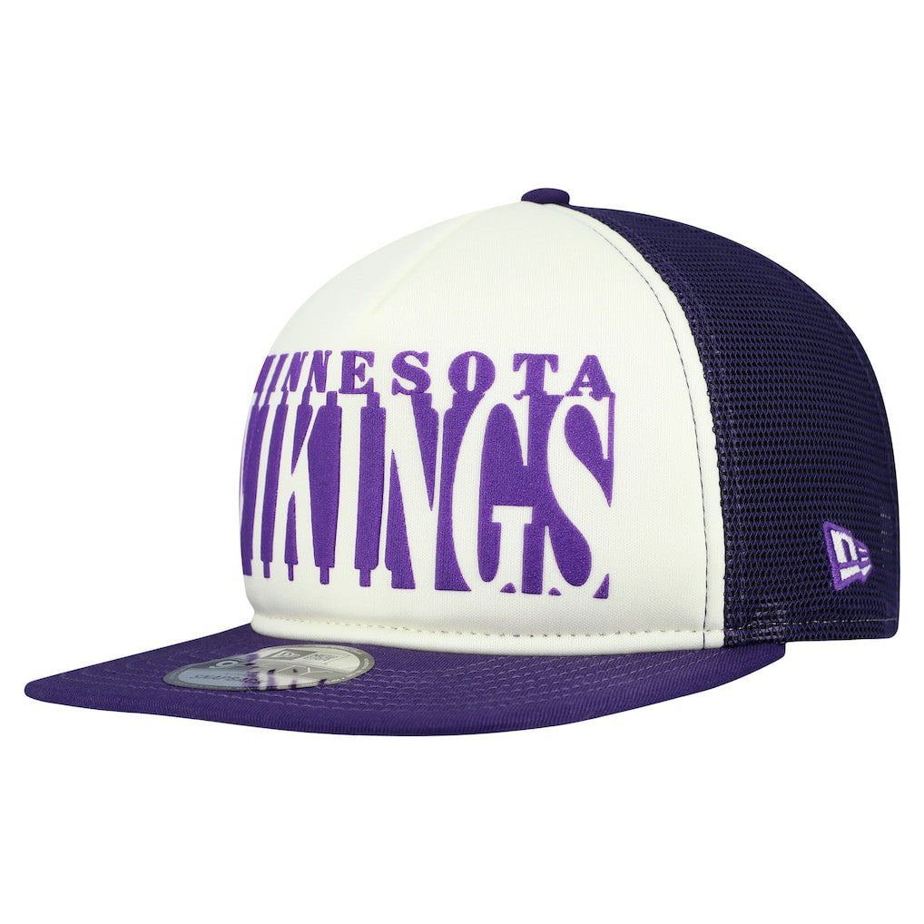Minnesota Vikings New Era Cutout A-Frame 9FIFTY Snapback Hat Cream/Purple | NFL