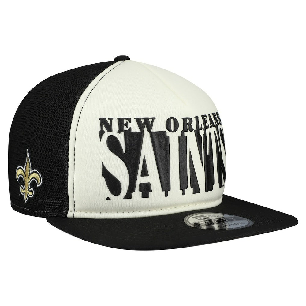 New Orleans Saints New Era Cutout A-Frame 9FIFTY Snapback Hat Cream/Black | NFL