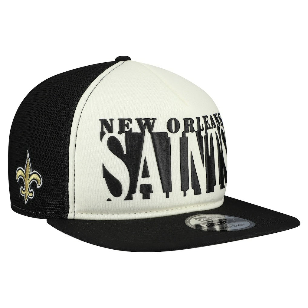 New Orleans Saints New Era Cutout A-Frame 9FIFTY Snapback Hat Cream/Black | NFL
