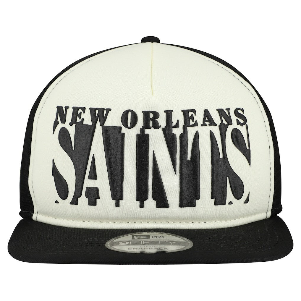 New Orleans Saints New Era Cutout A-Frame 9FIFTY Snapback Hat Cream/Black | NFL
