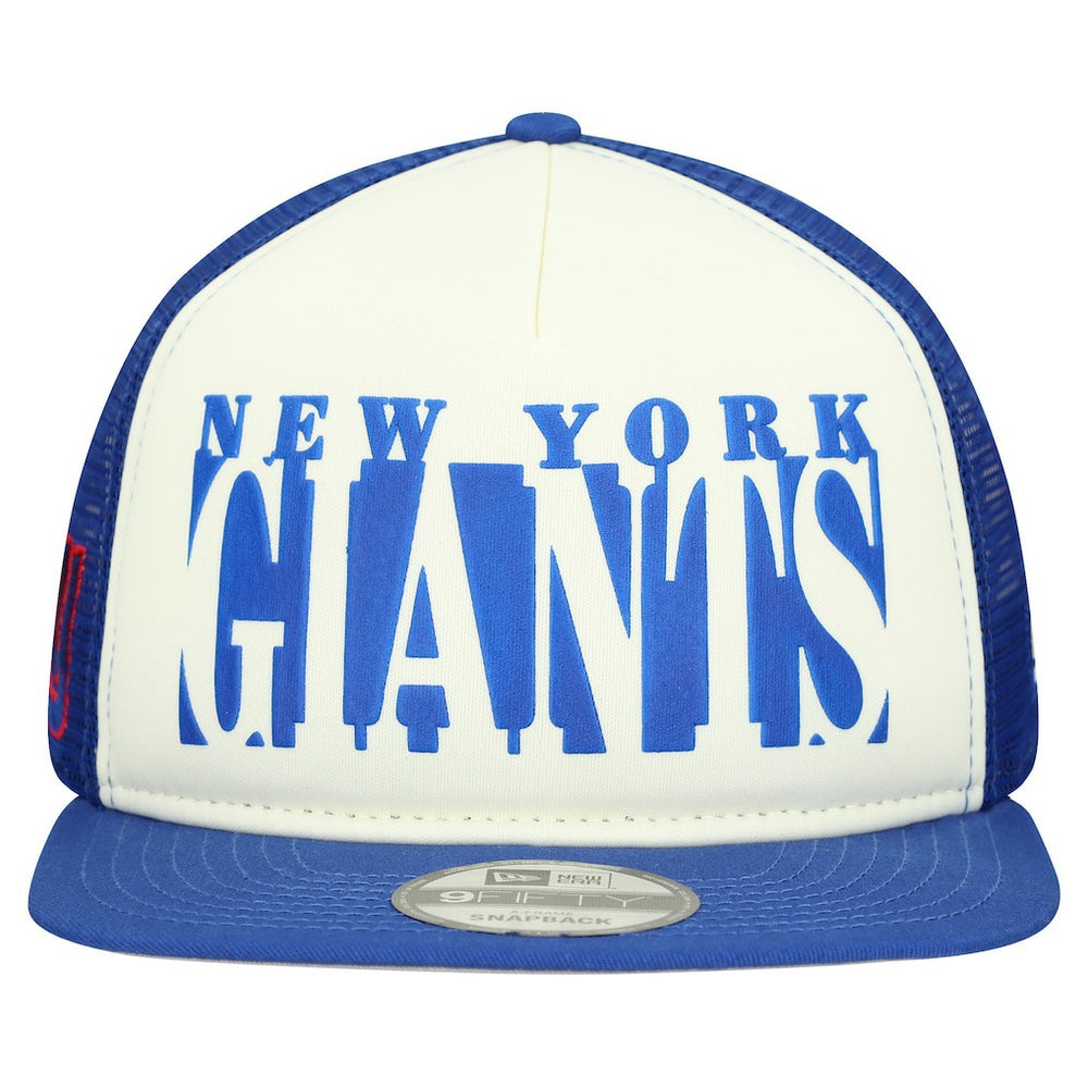 New York Giants New Era Cutout A-Frame 9FIFTY Snapback Hat Cream/Royal | NFL