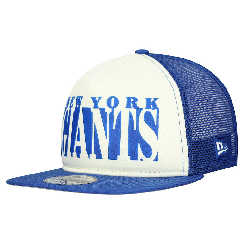 New York Giants New Era Cutout A-Frame 9FIFTY Snapback Hat Cream/Royal | NFL