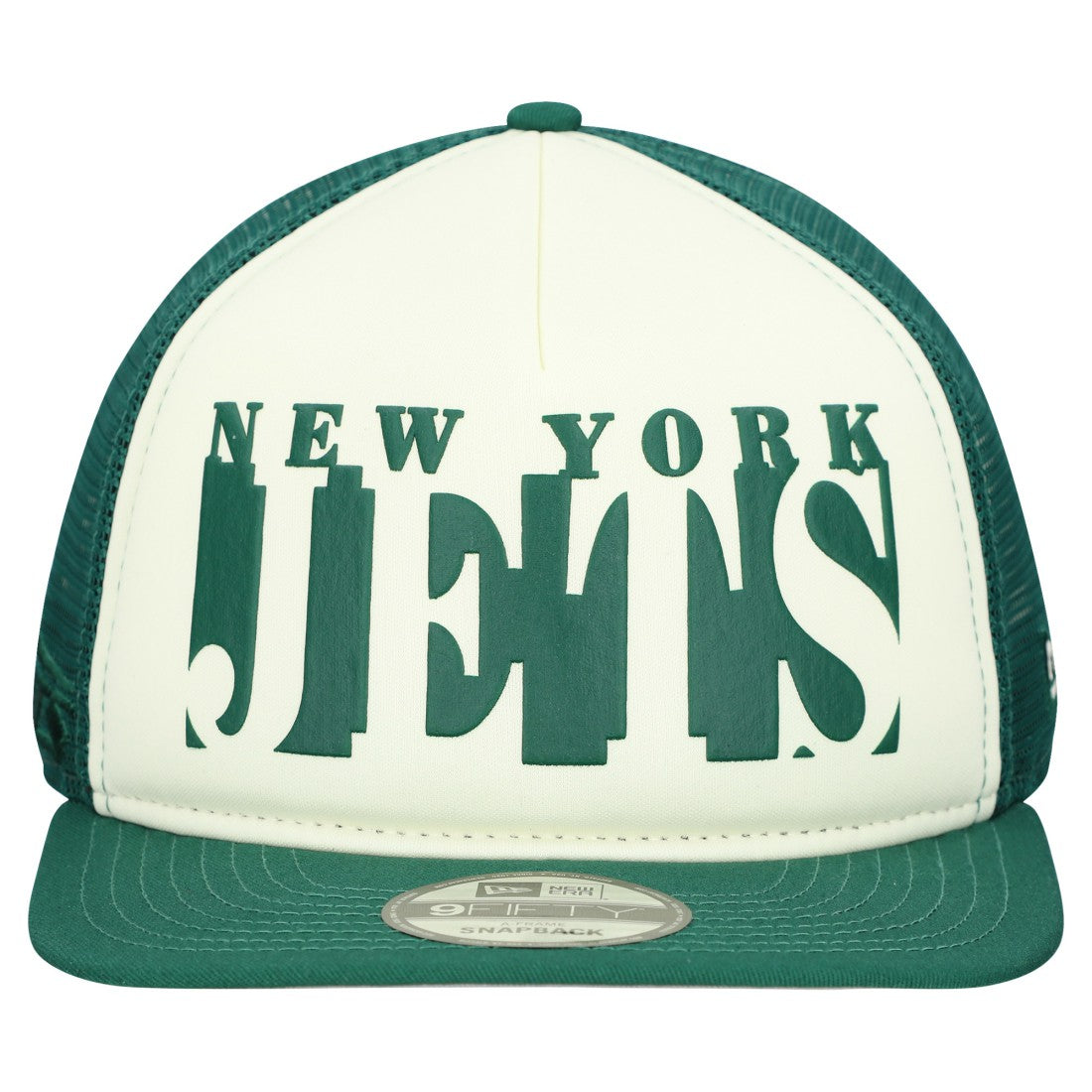 New York Jets New Era Cutout A-Frame 9FIFTY Snapback Hat Cream/Green | NFL
