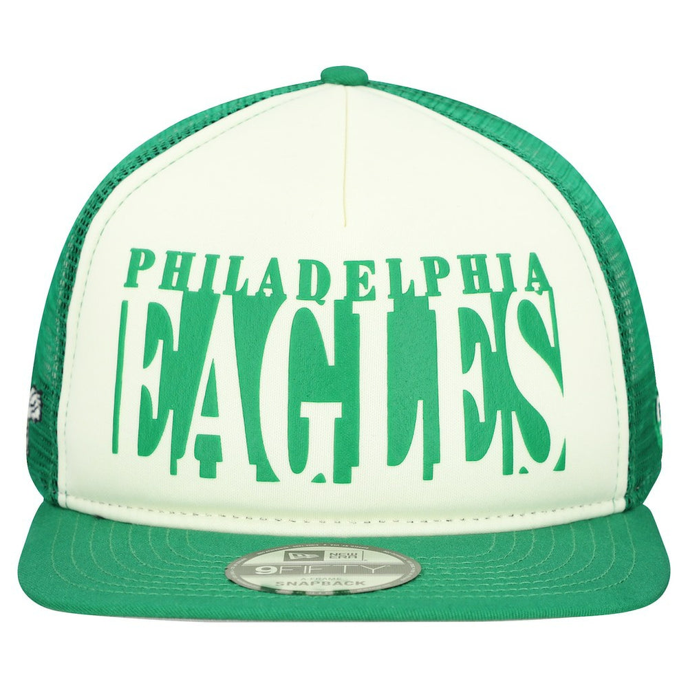 Philadelphia Eagles New Era Throwback Cutout A-Frame 9FIFTY Snapback Hat Cream/Kelly Green | NFL