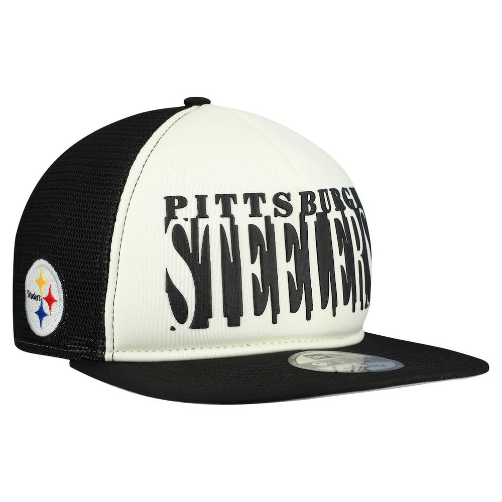 Pittsburgh Steelers New Era Cutout A-Frame 9FIFTY Snapback Hat Cream/Black | NFL