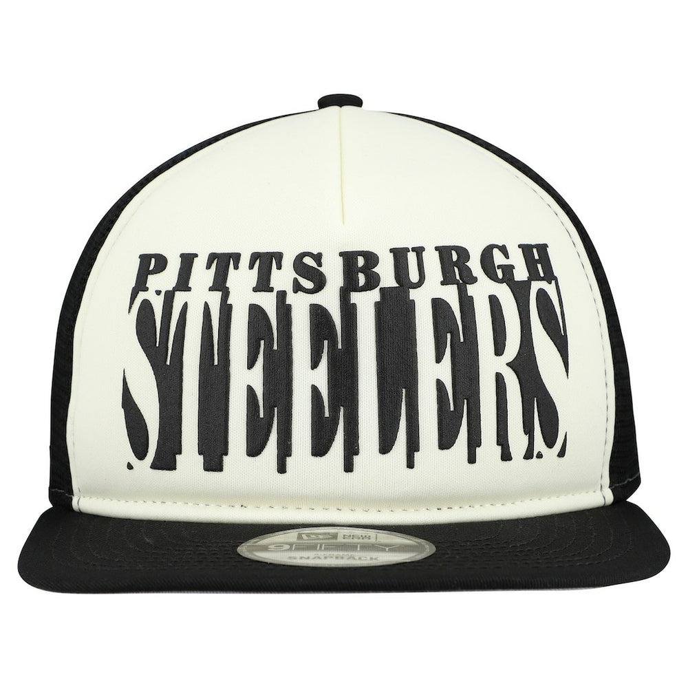 Pittsburgh Steelers New Era Cutout A-Frame 9FIFTY Snapback Hat Cream/Black | NFL