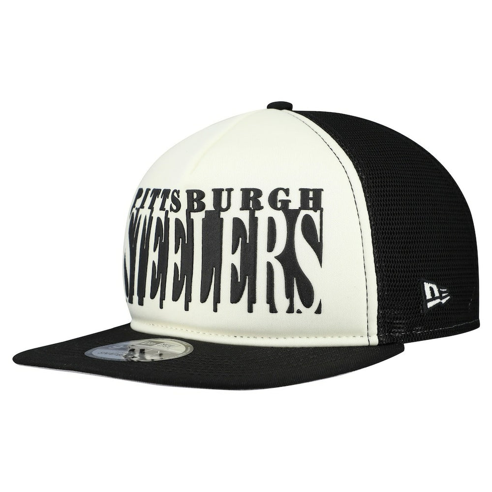 Pittsburgh Steelers New Era Cutout A-Frame 9FIFTY Snapback Hat Cream/Black | NFL