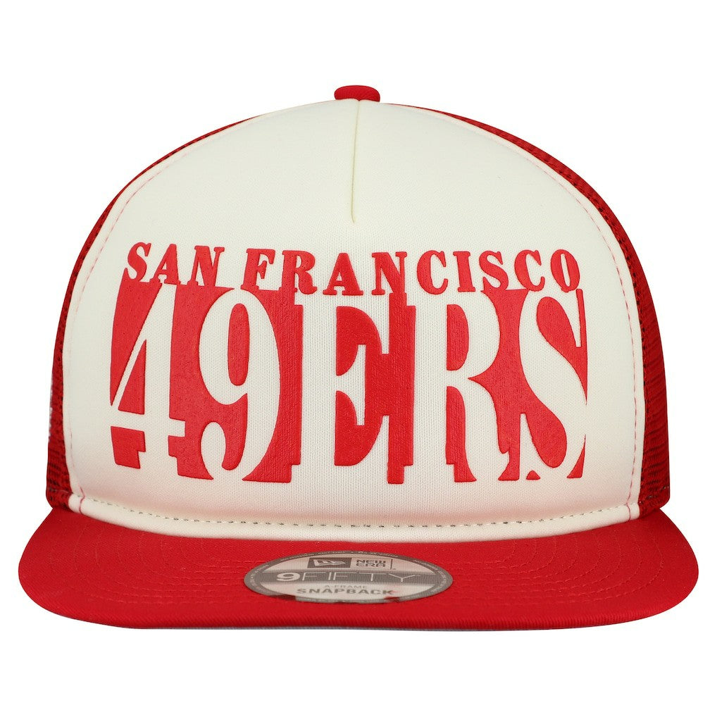 San Francisco 49ers New Era Cutout A-Frame 9FIFTY Snapback Hat Cream/Scarlet | NFL