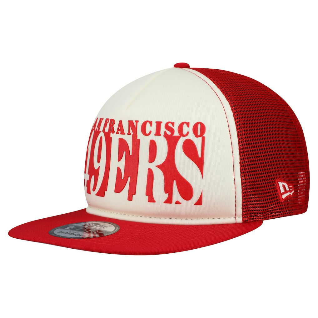 San Francisco 49ers New Era Cutout A-Frame 9FIFTY Snapback Hat Cream/Scarlet | NFL